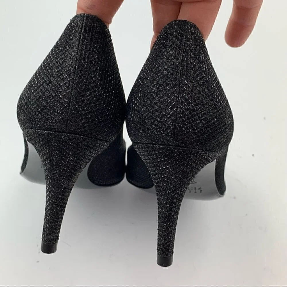 Stuart Weitzman heels size 6 black silver gem